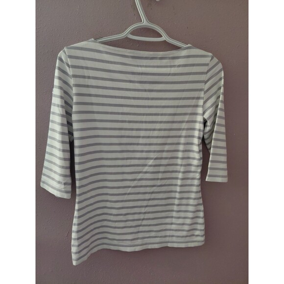 Saint James Stripe Boat Neckline 3/4 sleeve T-shirt Top Polyamide Size 4US - Picture 6 of 8